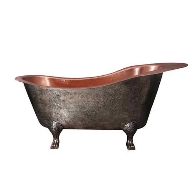 Freestanding Tub Naples 73 Inch Slipper Oval Antique Copper Tub Feet No Faucet Holes No Overflow