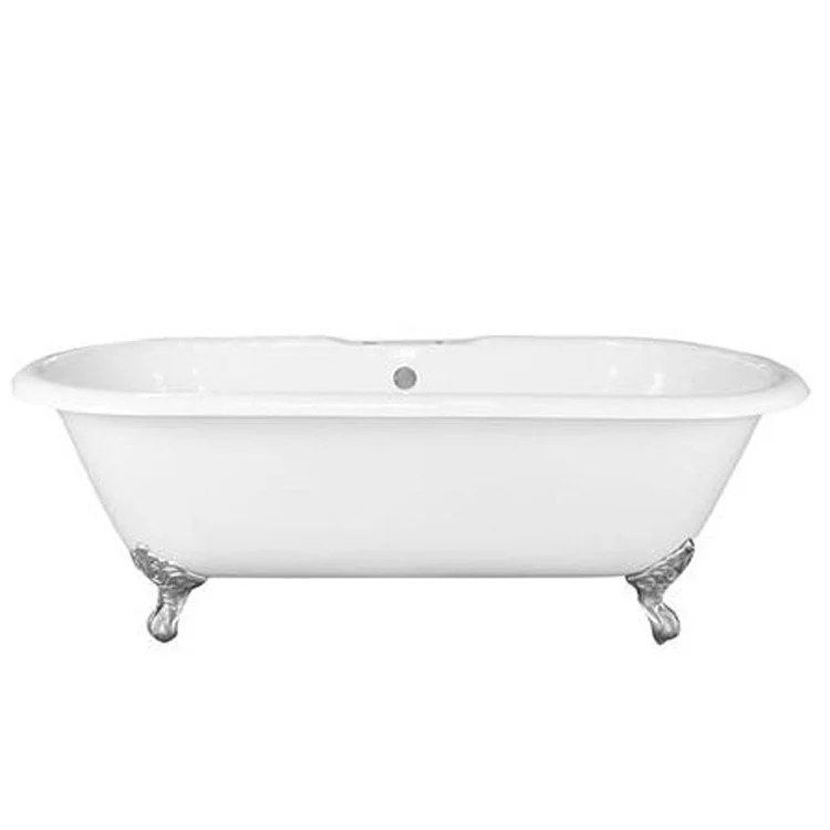 Freestanding Tub Columbus 61 Inch Double Roll Top Oval Cast Iron White/Black Imperial Feet 7 Inch Center Faucet Holes