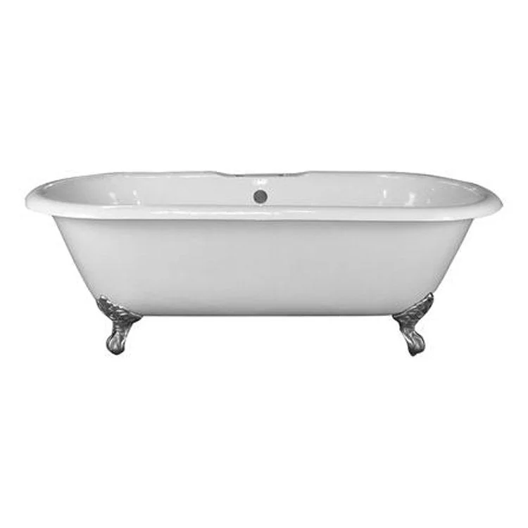 Freestanding Tub Duet 67 Inch Double Roll Top Oval Cast Iron White/Black Imperial Feet 7 Inch Center Faucet Holes