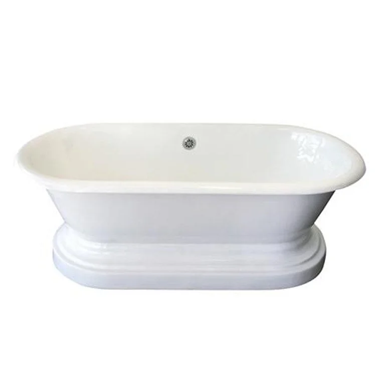 Freestanding Tub Duet 67 Inch Double Roll Top Oval Cast Iron White 7 Inch Center Faucet Holes