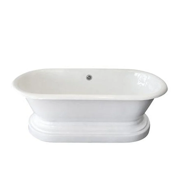 Freestanding Tub Columbus 61 Inch Double Roll Top Oval Cast Iron White No Faucet Holes Rolled Rim