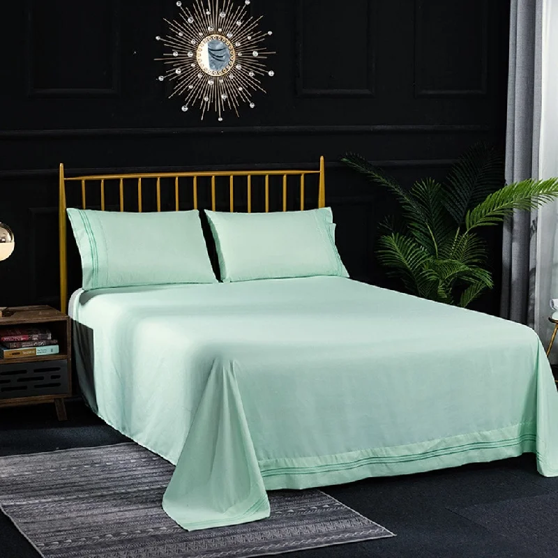 Bedding 4 Piece Bed Sheet Set Solid Color Comforter Set Made Of Polyester - Clear