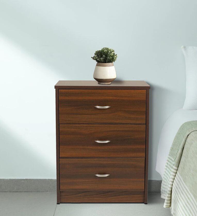 Bedside Table in Classic Walnut Finish with Drawers