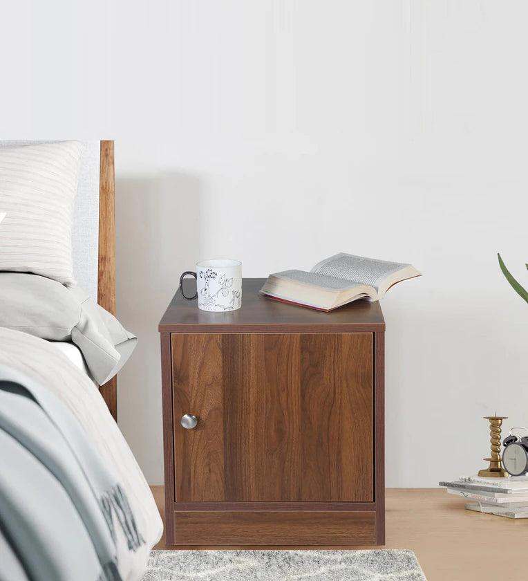 Bedside Table In Columbian Walnut Finish with Storage