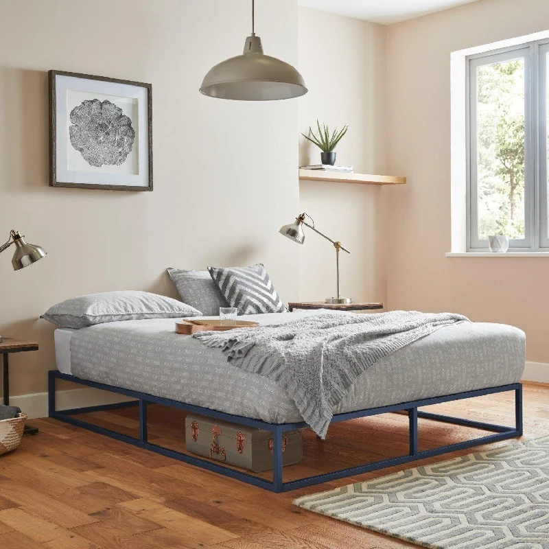 Indy Double Platform Bed - Blue Metal