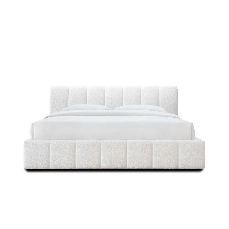 Allocco King Bed (White Boucle)