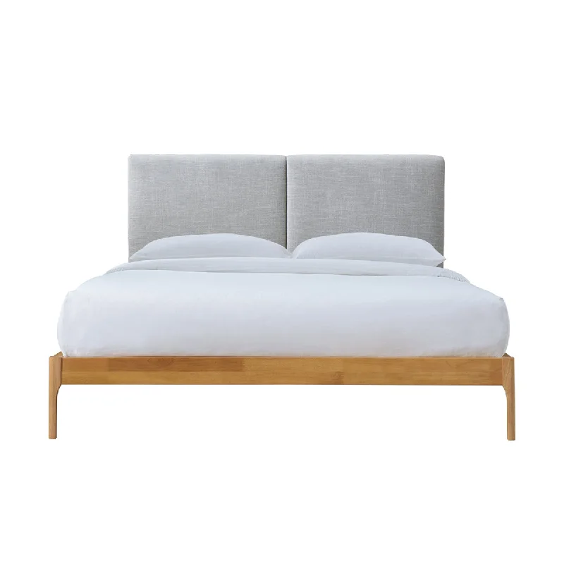 Austen King Bed (Oak, Light Grey)