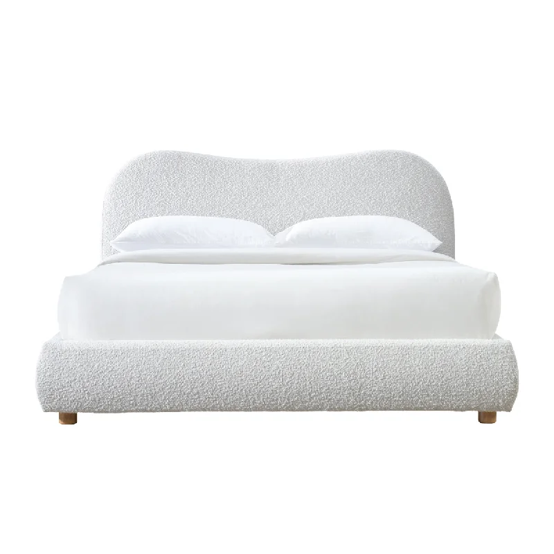 Cloud Boucle Queen Bed (Oak, Cream)