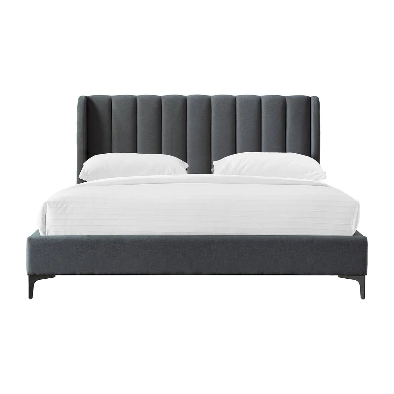 Georgia Fabric King Bed (Charcoal)