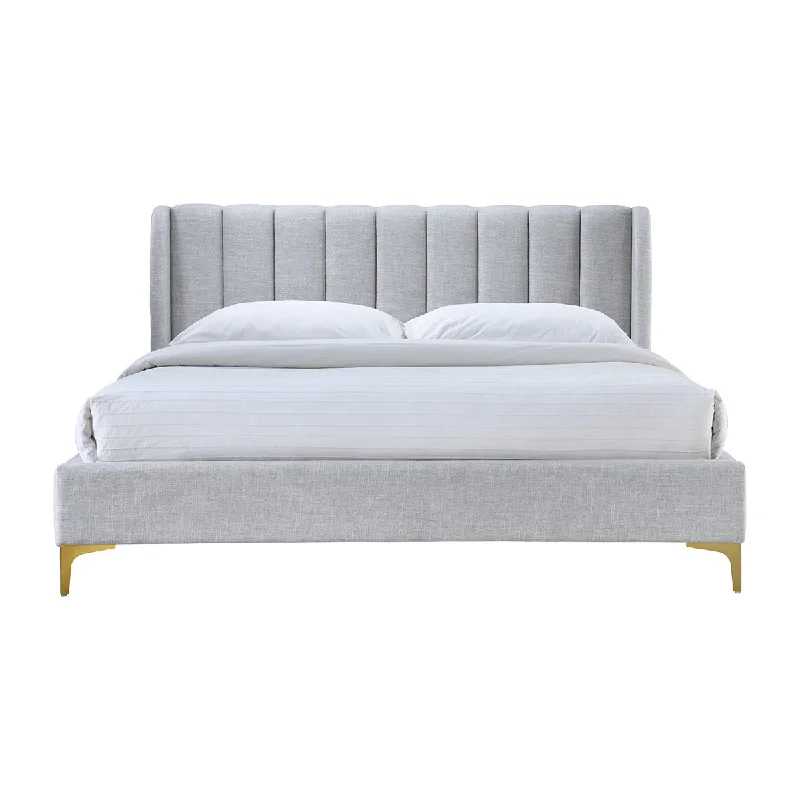 Georgia Fabric King Bed (Light Grey)