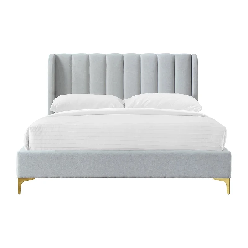 Georgia Fabric Queen Bed (Light Grey)