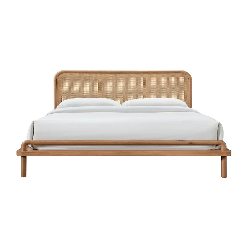 Norah Rattan Queen Bed (Oak)