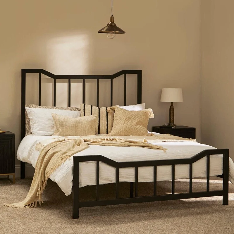 Marie Double Bed Frame - Black Metal