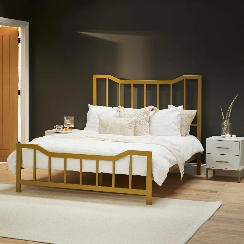 Marie Double Size  Bed - Gold Metal