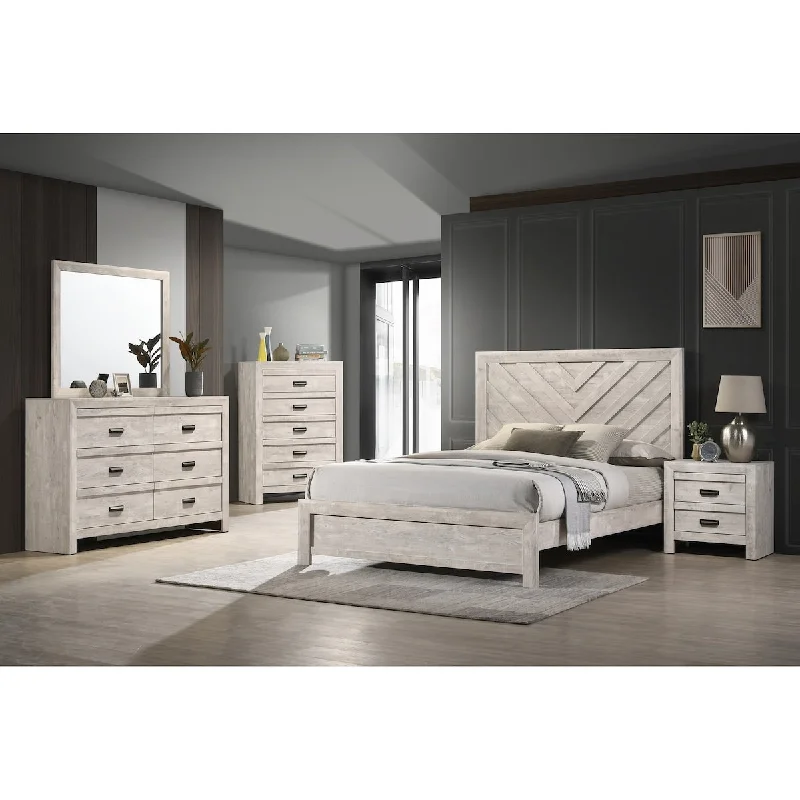 Natassia 4 Piece Beige Panel Bedroom Set