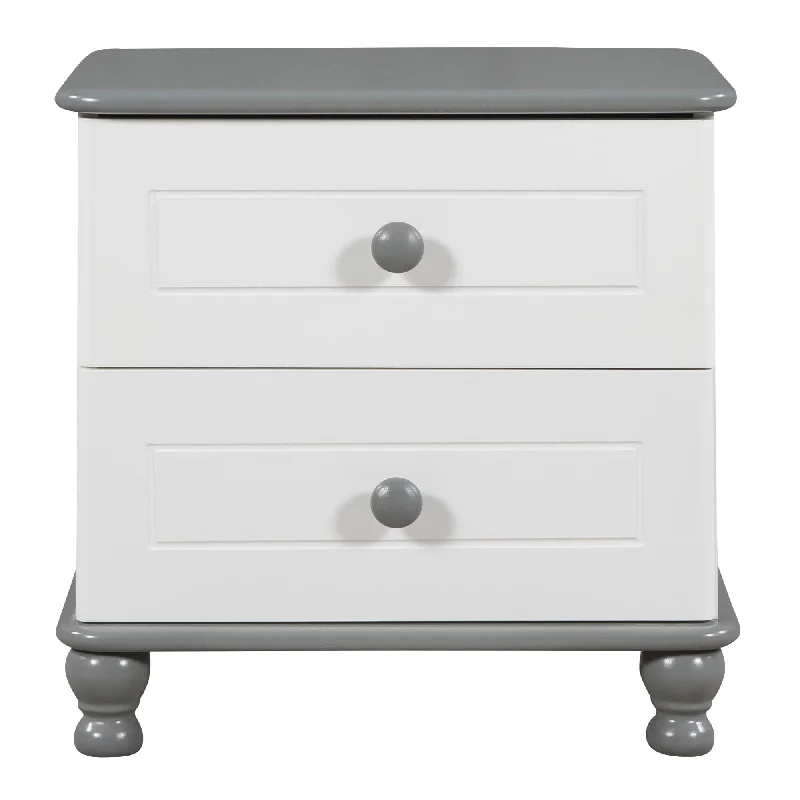 Nightstand 2 Drawers, End Table for Bedroom, Entry Table Accent Table Storage Cabinet, Toy Organizer Children's Room - Gray