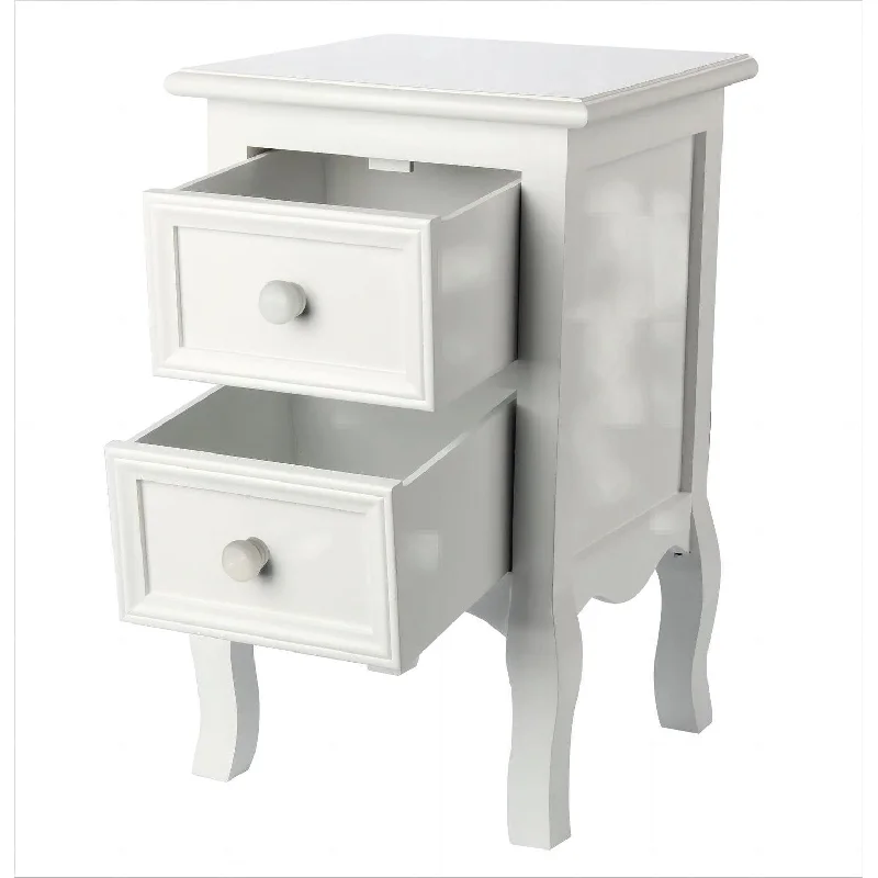 Nightstand Set for 2, Wooden Nordic White Bedside Table End Table