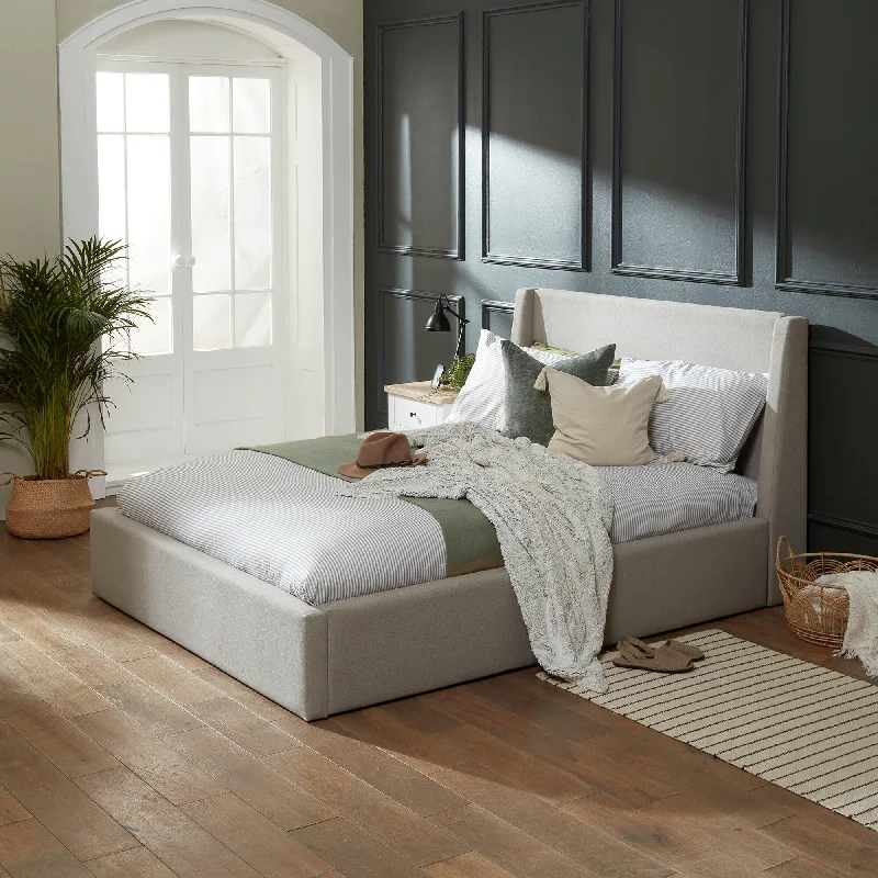 Otto Double Ottoman Bed - Fossil Woolly Twill