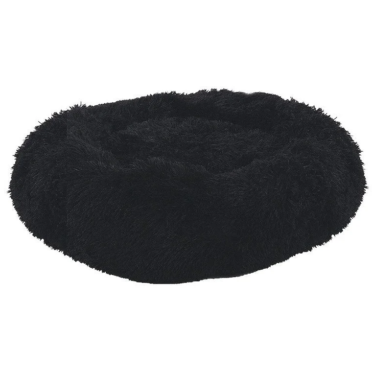 Large Soothing Plush Donut Dog Bed, Black