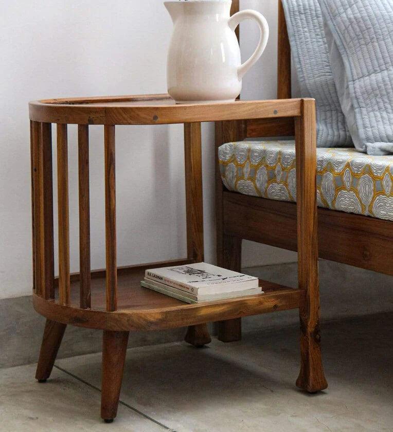 Solid Wood Bedside Table In Natural Finish