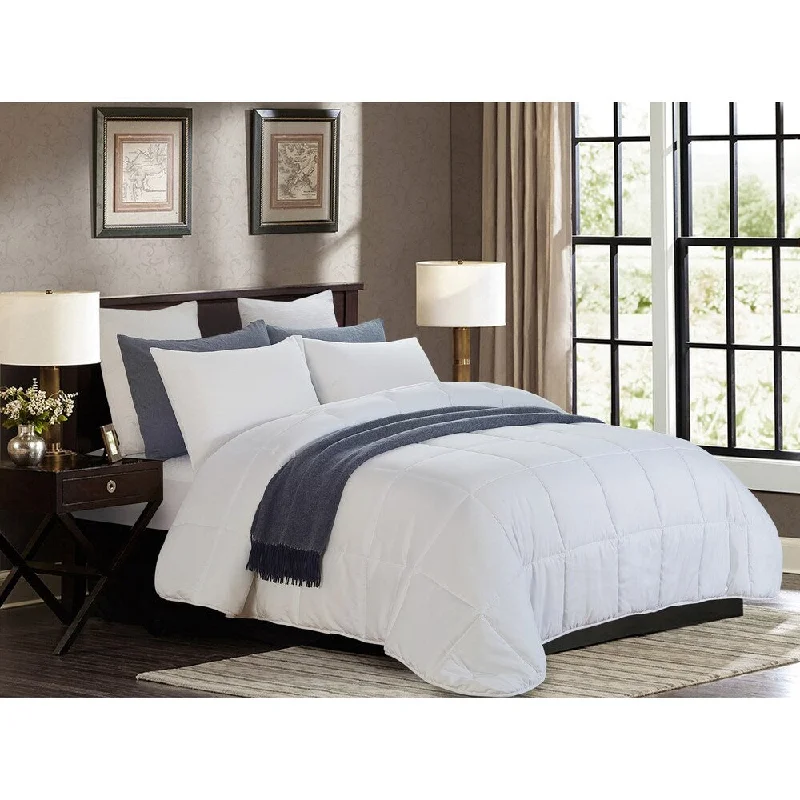 All Season White Quilted Goose Down Alternative Comforter - Oversized Twin