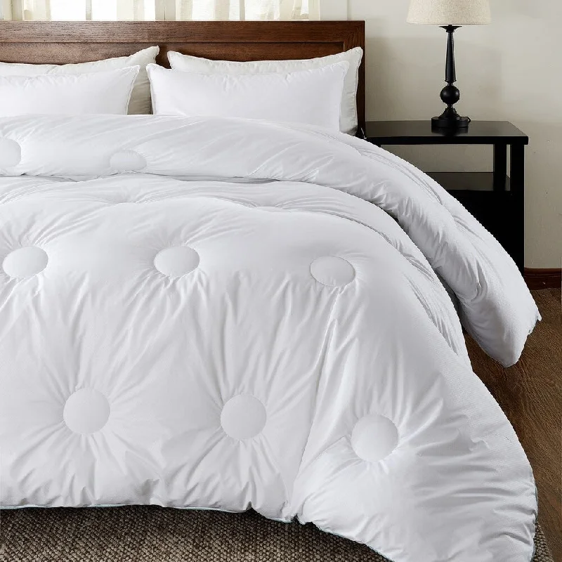 Basic Beyond Down Alternative Comforter White Plush Microfiber Fiberfill, Quilted Comforter with Corner Tabs