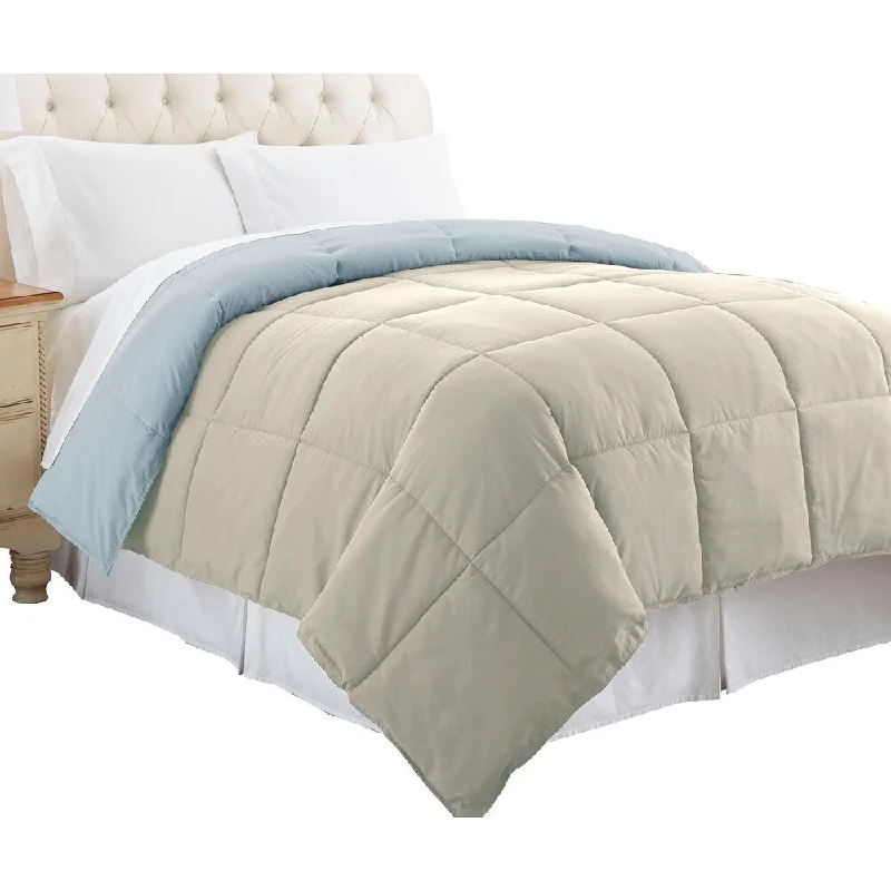 Genoa King Size Box Quilted Reversible Comforter The Urban Port, Gray and Blue