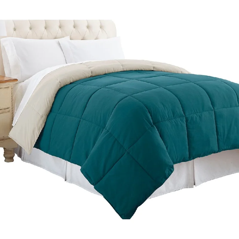 Genoa Twin Size Box Quilted Reversible Comforter The Urban Port, Blue and Gray