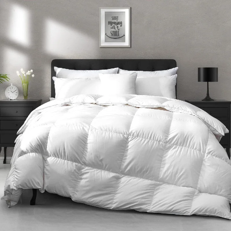 Goose Feather Down Comforter, Ultra-Soft 750 Fill-Power Hotel Collection Duvet Insert Fluffy Medium Warm Quilt Comforter