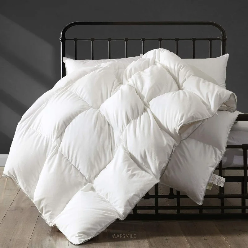 Heavyweight Feathers Down Comforter for Colder Weather/Sleeper, Hotel Collection Down Duvet, Fluffy Winter Comforter with Ties