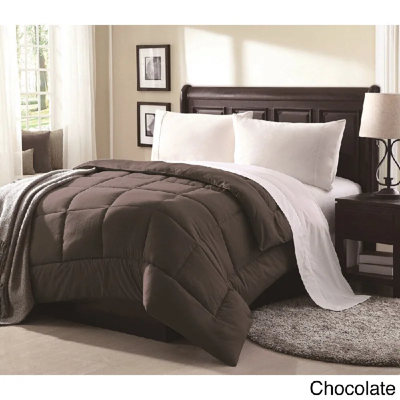 Lennox Overfilled Solid Color Microfiber Down Alternative Comforter