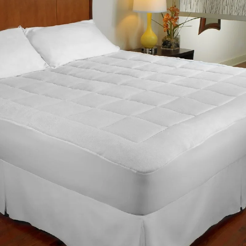 LoftWorks Microplush Extra Soft Plush Top Mattress Pad with Deep Skirt