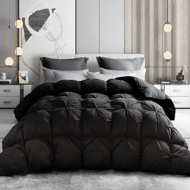 Pinch Pleat Palatial King 120x98 Goose Down Comforter Duvet Inserts, Luxury All Season Down Feathers Comforter, Medium Warmth