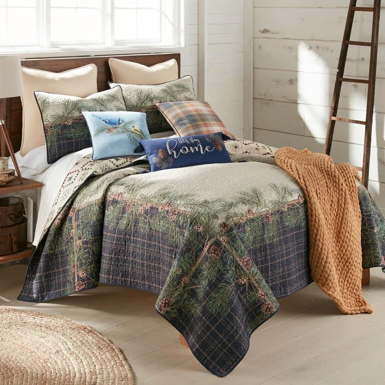 Pine Boughs 3-Piece Quilted Set - Queen