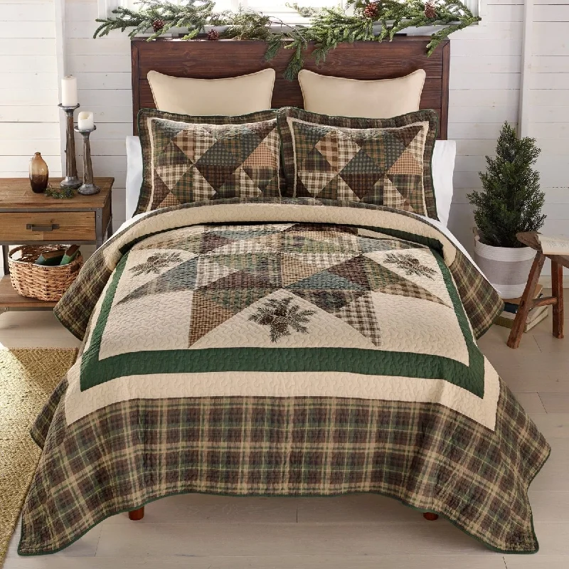 Pine Star 3Pc Quilt Set - Queen