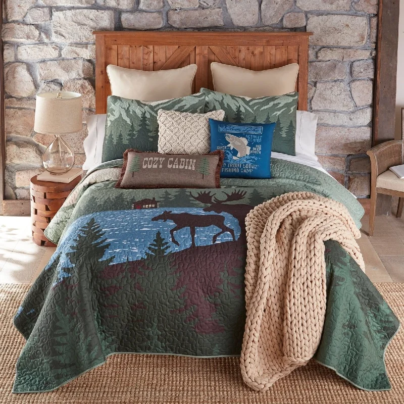 Moose Retreat 3-Piece Quilt Set - Queen