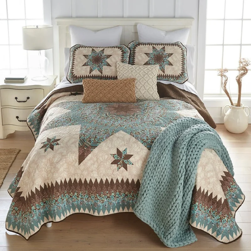 Sea Breeze Star Reversible 3-Piece Quilt Set - Full/Queen