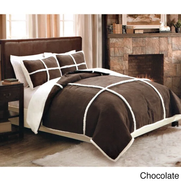 Suede and Sherpa Down Alternative Comforter