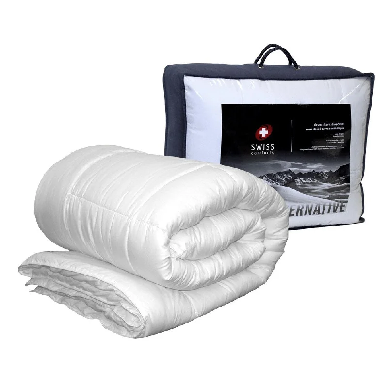 Swiss Comforts Luxurious Hypoallergenic Down Alternative Comforter with Hand Crafted Double Piping