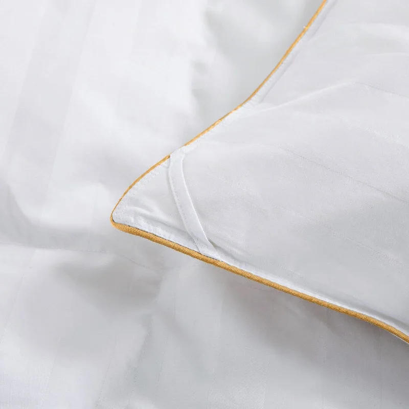 Year Round White Goose Down Duvet Comforter with Striped 500 Thread Count Cotton Cover